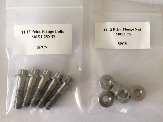 천연 마감 GR5 등급 티타늄 볼트 M8 x1.25x 32MM 화학 공장용 12점 플랜지 볼트