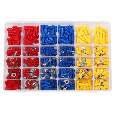 480pcs 단열 터미널 전기 크림 커넥터 엉덩이 스파드 링 포크 터미널 세트 키트