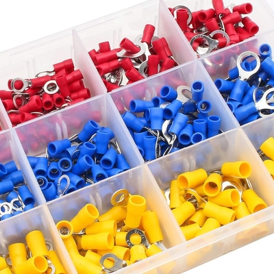 480pcs 단열 터미널 전기 크림 커넥터 엉덩이 스파드 링 포크 터미널 세트 키트