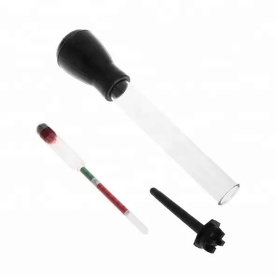검은색과 빨간색 330mm/13&quot; 유리 고무 파이프 길이 산성 물 전해질의 신속한 검출을 위한 자동차 배터리 수소 측정기